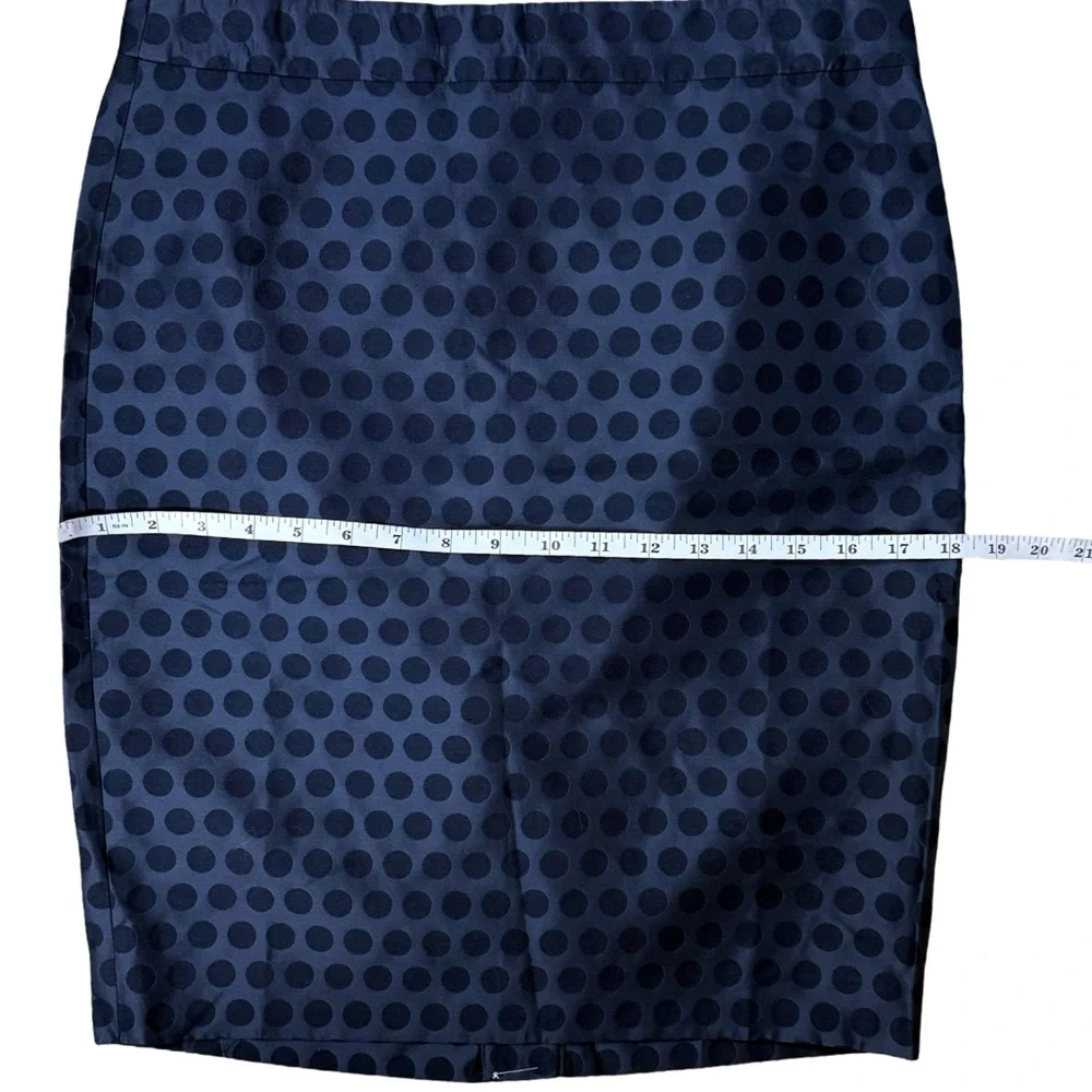 J. Crew Polka Dot Satin Navy Blue Skirt The Pencil Skirt NWT Party Office - Picture 4 of 8